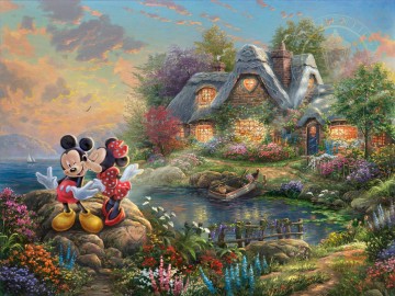Mickey und Minnie Sweetheart Dope Thomas Kinkade Ölgemälde